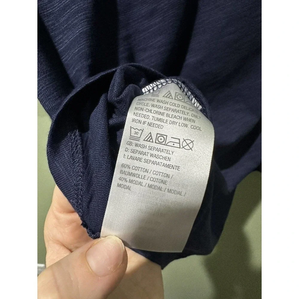 Belle by Kim Gravel Slub Knit Utility Sleeve Top Women's Sz XXS Blue Roll Tab‌‌ - Picture 3 of 6